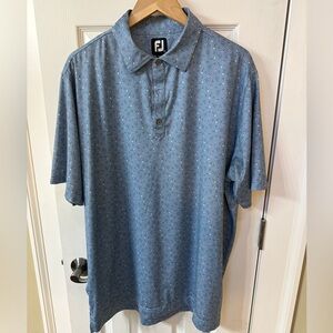 Foot Joy Shirt Men's XL Blue Floral Flowers Polo Golf Performance Short Sleeve